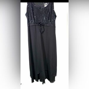 Molly Malloy Evening Vintage Sequin Gown Black Formal Dress 14 Fits 12